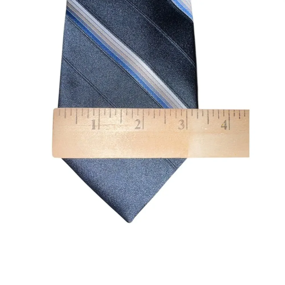 Oscar de la Renta Mens‎ Tie Blue Silver Diagonal Stripe Classic Designer Necktie